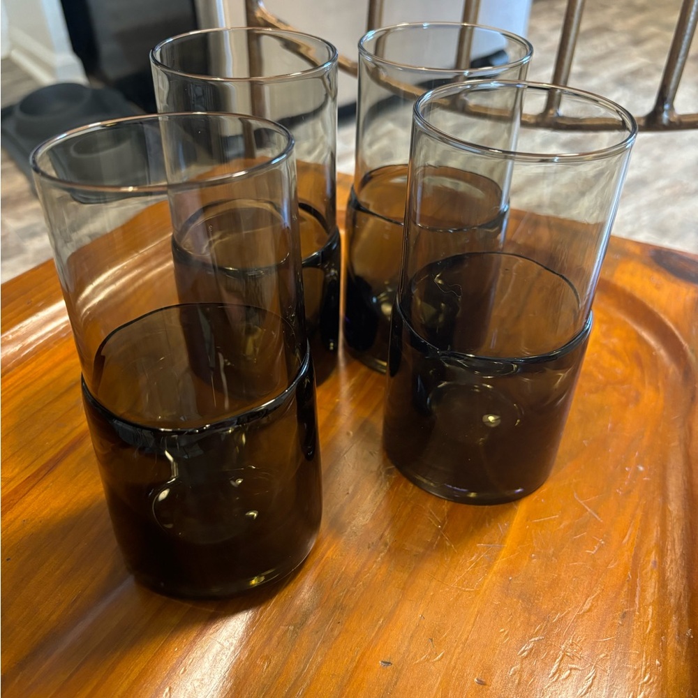 Heavy double Dipped Smoked tumblers glasses (4)